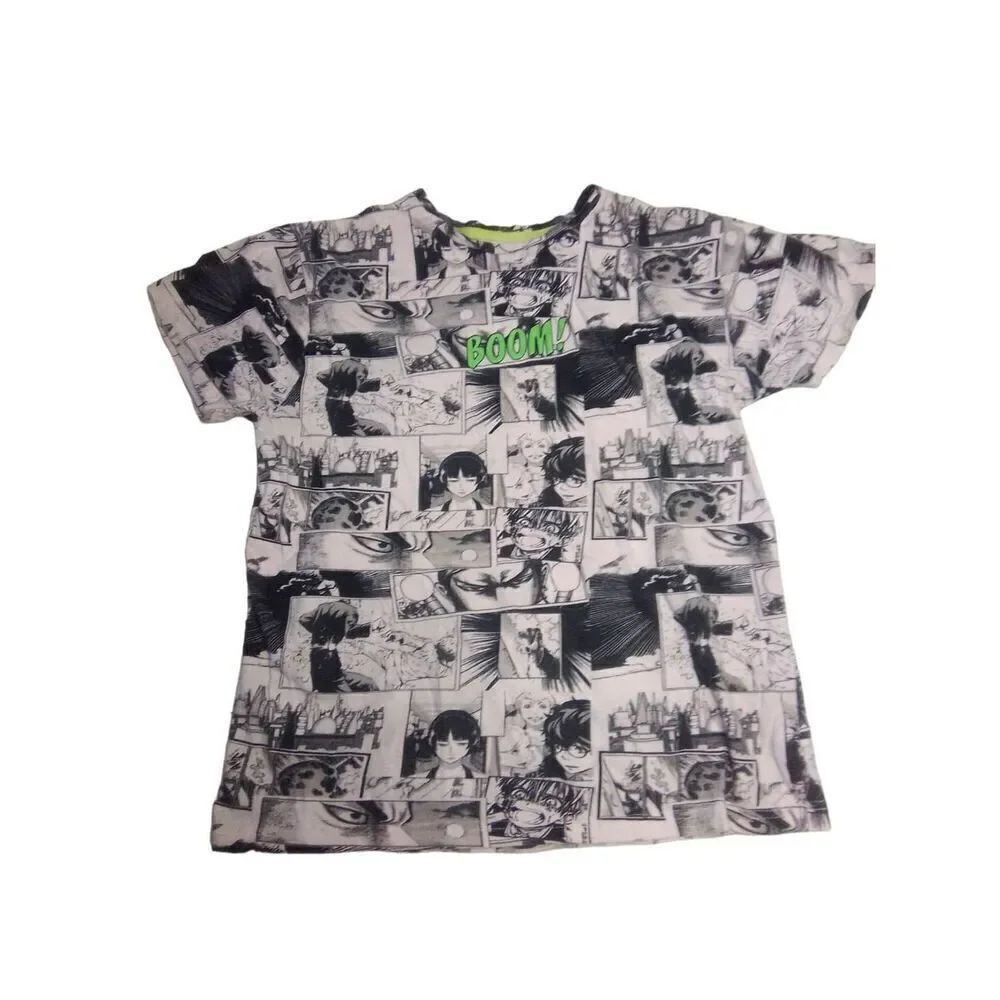 Seven Souls T-shirt Pop Art Anime Comic Strip All Over Print Size M. Lt Pink.